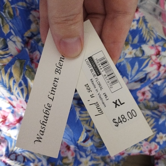 Land 'N Sea Washable Linen Floral Pull On Wide Leg Cropped Coastal Beach Pant XL - Picture 6 of 7